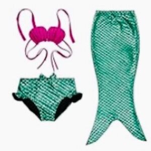 3pc. Mermaid Swimwear w/ Tail! - LITTLE GIRLS (4-5T)
